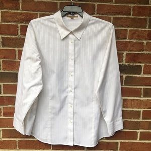 Alex Marie White/Gold Pin Stripe Button Down Sz 18